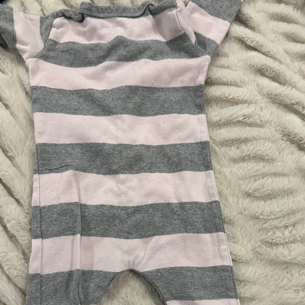 Burt’s Bees Striped Pink and Gray Kids One Piece - Picture 5 of 5